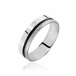 Jourdan Bague Madine Acier Blanc Diamant